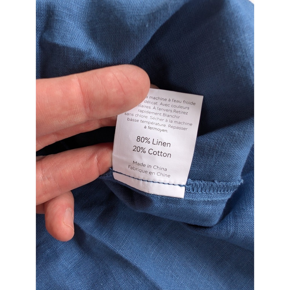 Lintico Serena Dress Womens Medium NWT Blue Linen V-Neck Fabric Belted - Picture 6 of 7